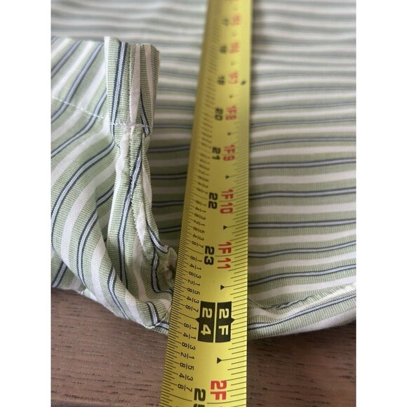 J.Crew Men's Size Large Short Sleeve 100% Cotton Casual Button Down Green Stripe - Picture 7 of 10